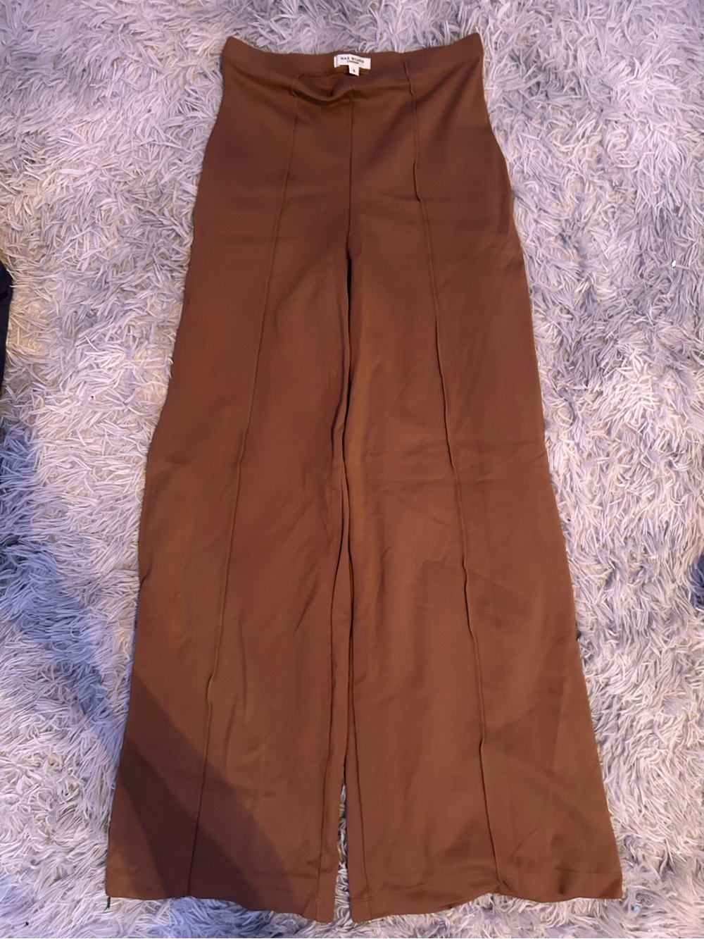 High-Waist Wide-Leg Brown Dress Pants